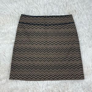Ann Taylor Loft Black Tan Chevron Skirt- NWT Sz 2